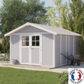 Abri de jardin en PVC 11,2m² DECO gris clair et blanc Grosfillex + Kit ancrage offert