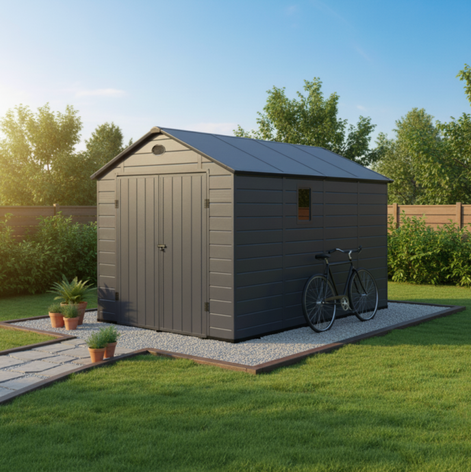 Abri de jardin en résine anthracite 8,90m²