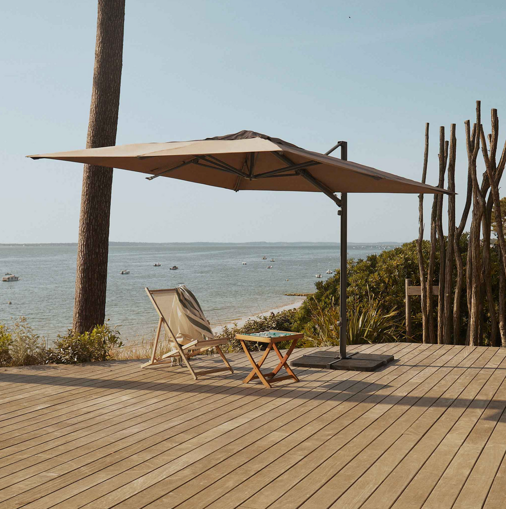 Parasol déporté anti-vent 3x4m - Structure anthracite