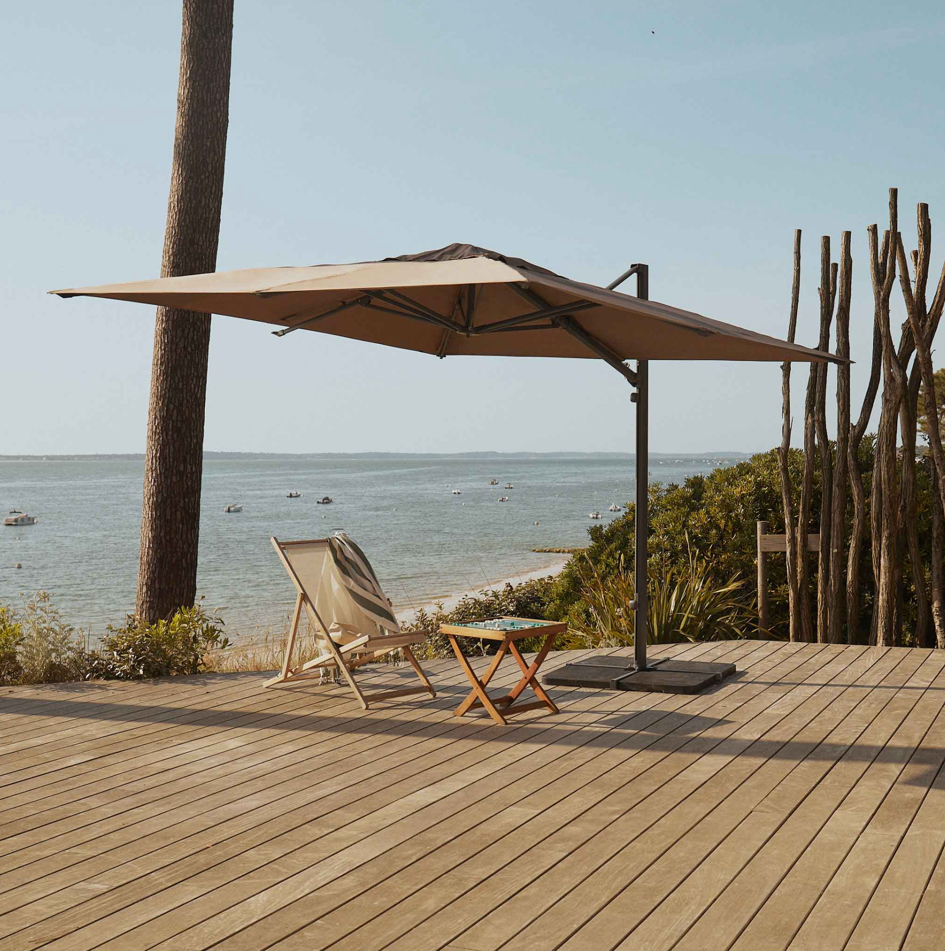 Parasol déporté anti-vent 3x4m - Structure anthracite
