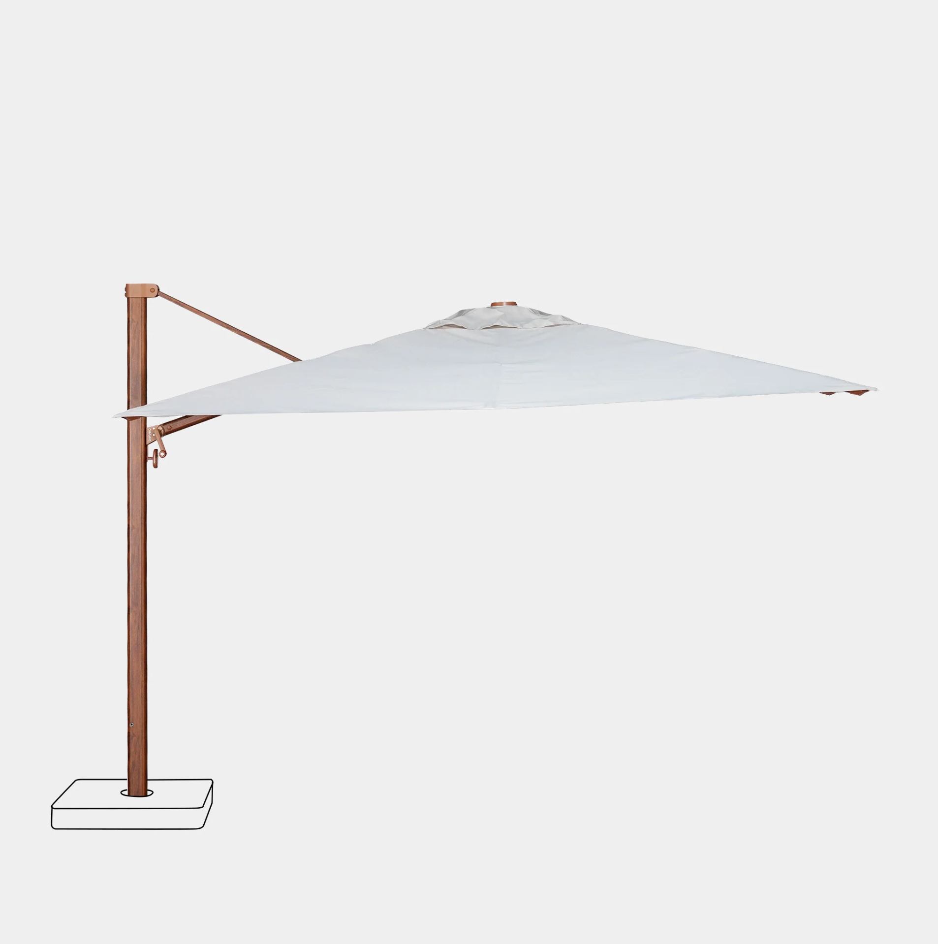 Parasol déporté anti-vent 3x4m - Structure effet bois