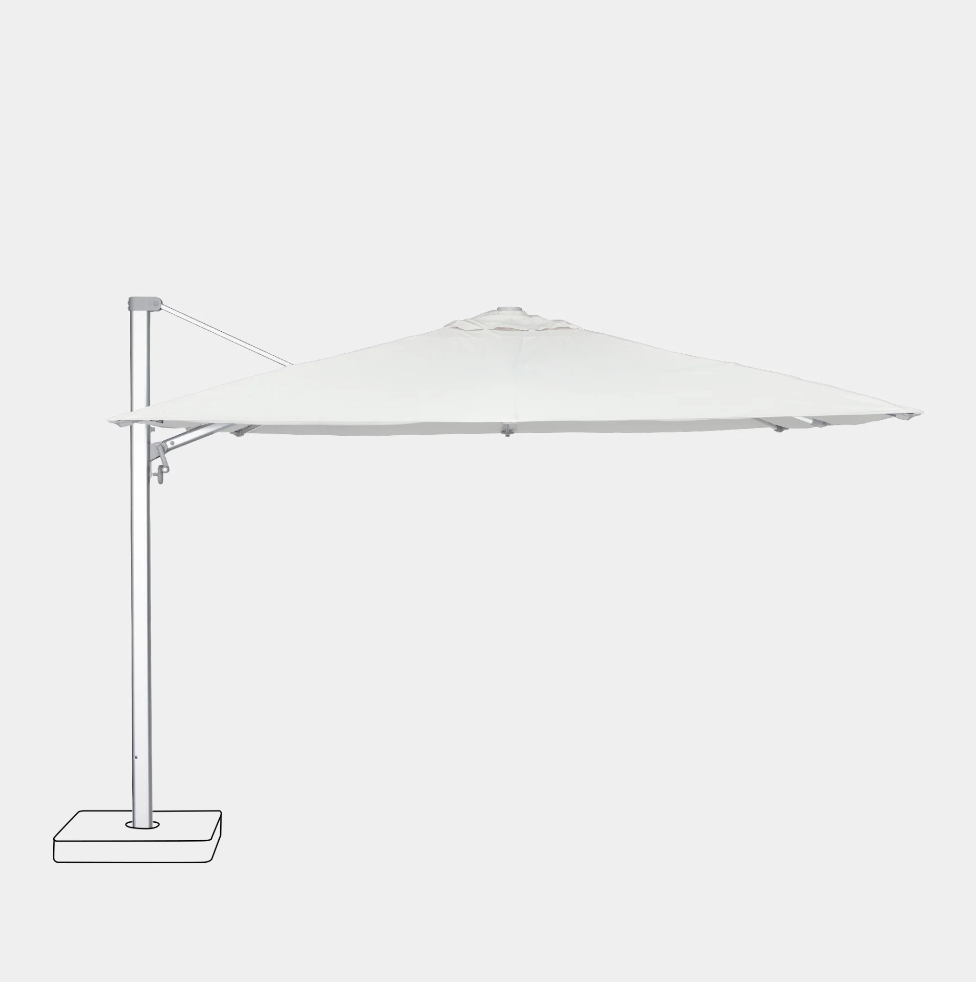 Parasol déporté anti-vent 3x4m - Structure gris clair